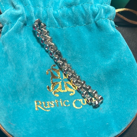 Rustic cuff tennis bracelet ANGELINE silver pink - Picture 3 of 6